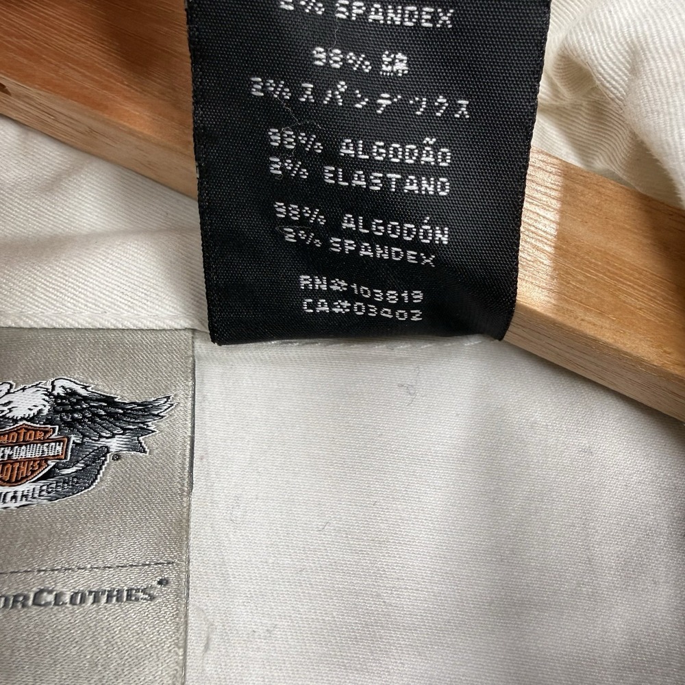 Vintage Harley Davidson Zip Up Bowling Racing White/Aqua/Black Y2K Size XL - Picture 9 of 11